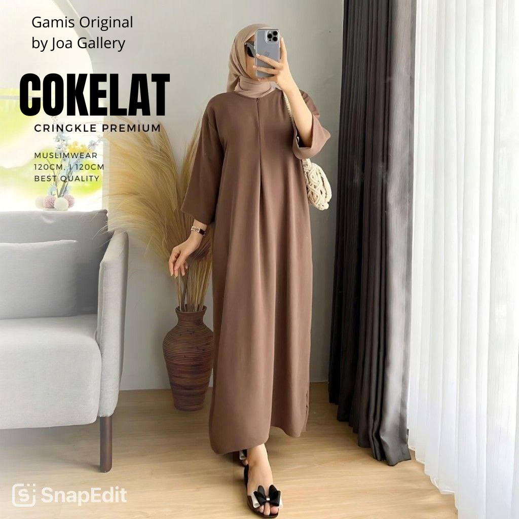 New Zea Long Daster Gamis Lengan 3/4 Busui Crinkle Airflow Premium Long Daster Virall Best Seller