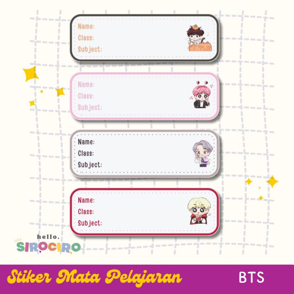 

30pcs Stiker buku mata pelajaran / Stiker nama anak waterproof