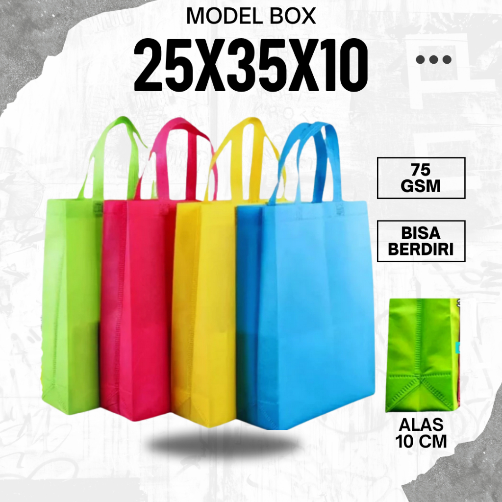 

Goodie Bag 25x35x10 Handle Box Tas Spunbond Bag Tebal Kuat 75 Gsm Tas Hajatan Souvenir Hampers Ultah / Tas Spunbond 25x35