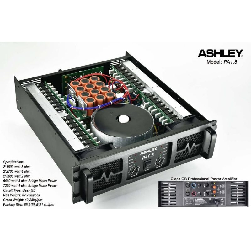 Power Amplifier ASHLEY PA1.8  Original 2x1800watt Original