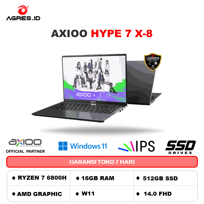 AXIOO HYPE 7 AMD X8 RYZEN 7 6800H 16GB 512GB W11 14.0FHD IPS BLIT HDMI GRY