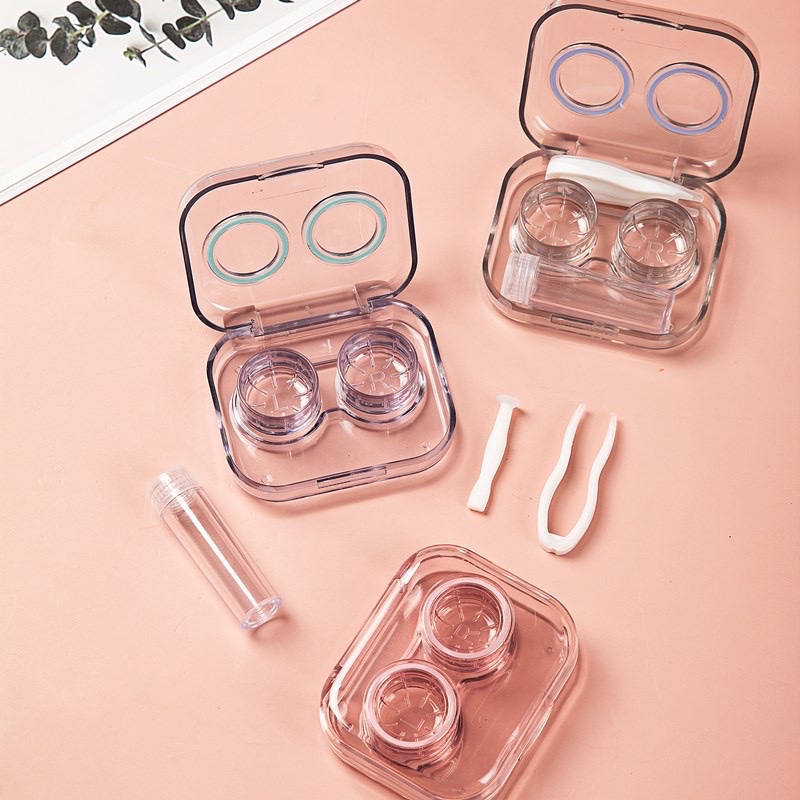 Softlens Case Bening Tempat Kontak Lensa + Penjepit + Tongkat Satu Set Tempat Kontak Lensa Mata