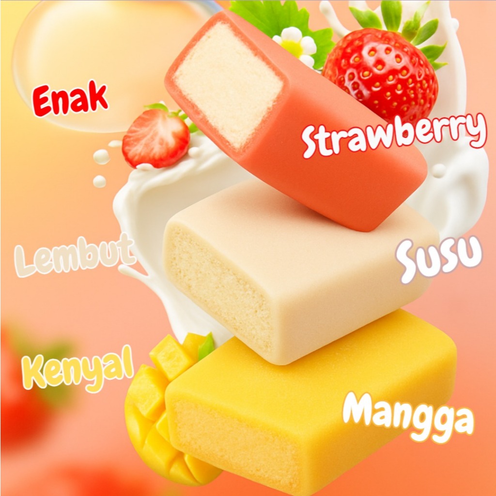 

QH Mochi Snow Cake BELI 12 PCS FREE 3 PCS 3 Varian Rasa Strawberry, Mangga & Susu / Osmanthus Cake /