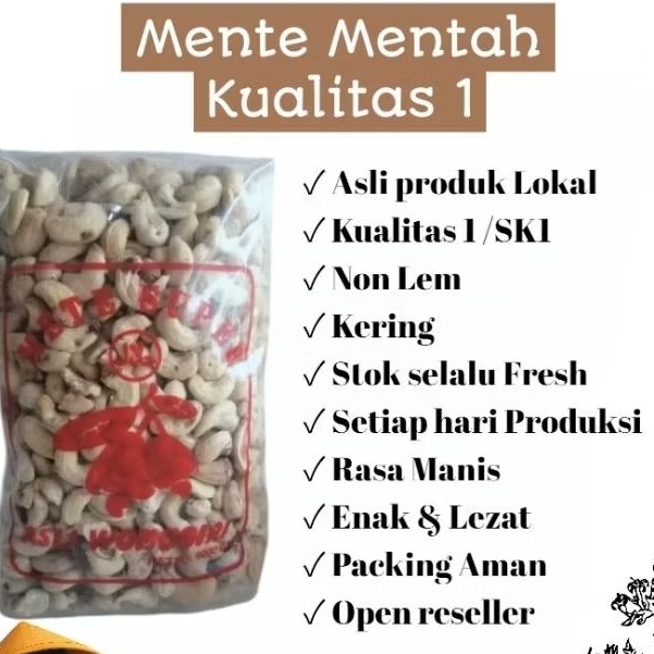 

Mente Utuh Mentah Kualitas 1 Murah meriah 1 kg