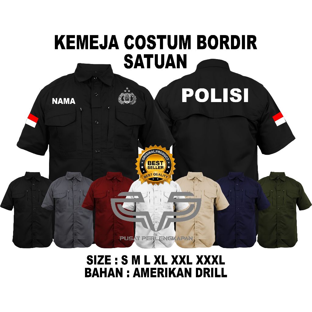 KEMEJA SERAGAM BORDIR PDH PDL MTAC TACTICAL LAPANGAN CUSTOM BORDIR POLISI / RESKRIM / RESMOB