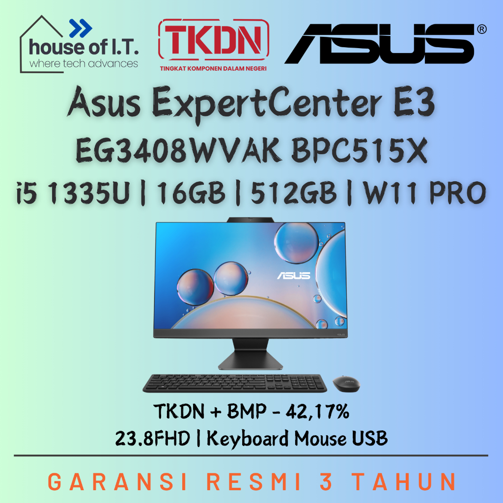 PC AIO ASUS TKDN i5 EG3408WVAK-BPC515X ExpertCenter E3 - Asus AIO TKDN i5 - ASUS ExpertCenter E3 EG3