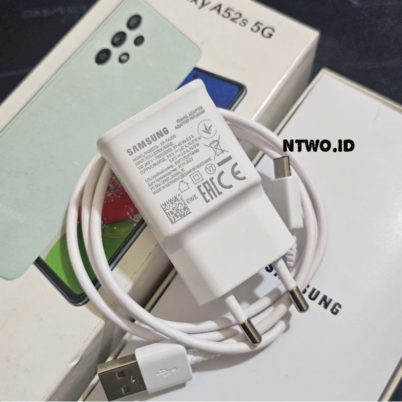 CHARGER SAMSUNG ORIGINAL BAWAAN SAMSUNG A52S 5G TIPE C FAST CHARGING 15 WATT
