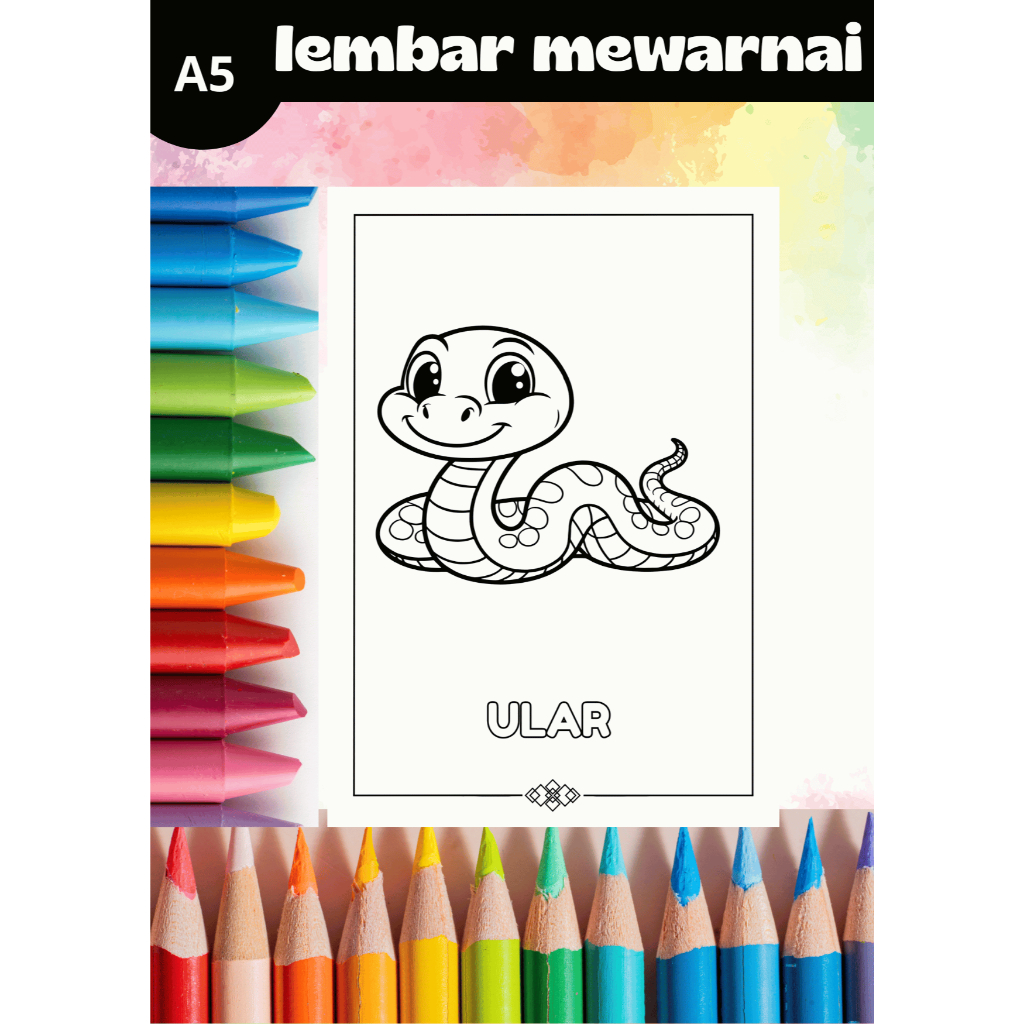 

CB-17 Gambar Mewarnai Hewan Untuk Anak TK SD PAUD Kertas HVS 100gr Bukan Buku Mewarnai