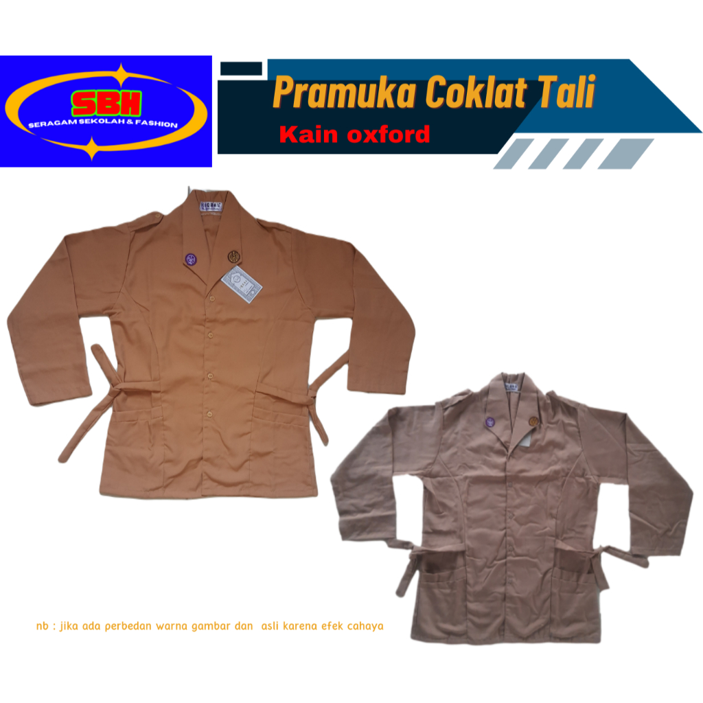 Seragam sekolah baju pramuka tali coklat / coklat susu (kain Oxfrord) pendek / panjang SD / SMP / SM