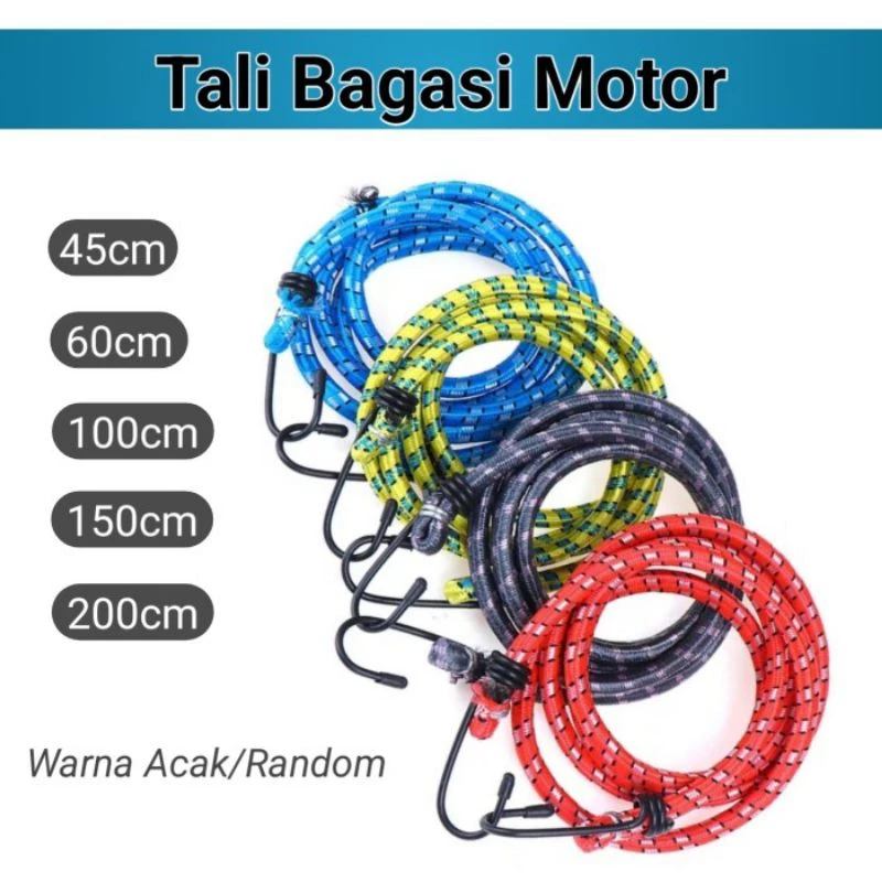 Tali Bagasi Motor Tali Karet Pengikat Barang Motor Ukuran 2 Meter Elastis Dengan Pengait Kawat Anti 