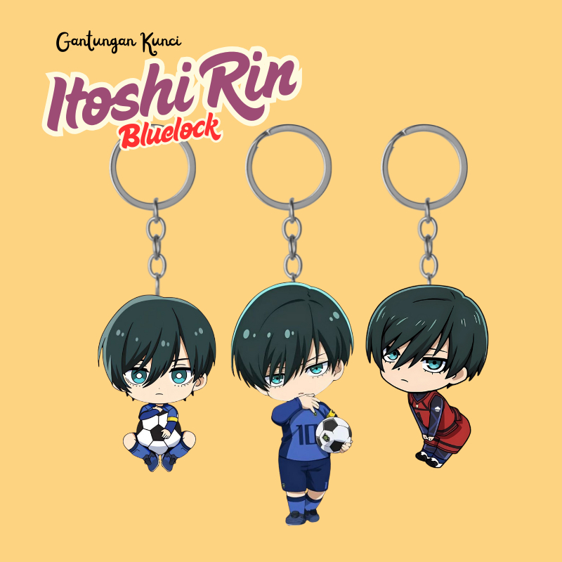 Ganci Rin Itoshi | Gantungan Kunci Akrilik UV 2 Sisi Cutting Laser Premium Blue Lock Itoshi Rin | Ke