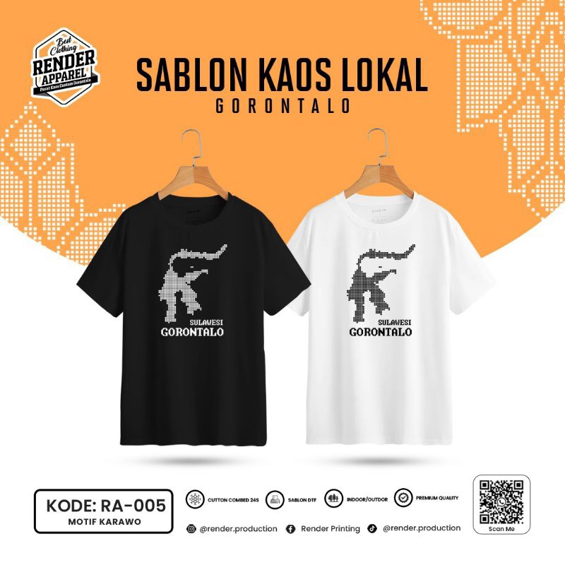 Kaos oleh-oleh Gorontalo - Karawo Peta Provinsi Gorontalo