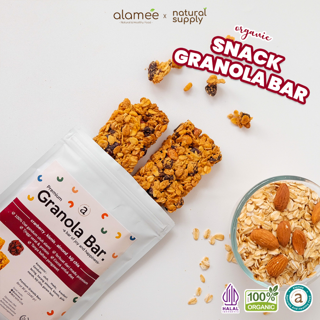 

ALAMEE Granola Bar Snackbar Mix Berries Cemilan Diet Healthy Snack Sehat Rendah Kalori 80gr