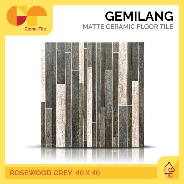 KERAMIK GEMILANG 40 X 40 ROSEWOOD GREY MATTE MOTIF KAYU / KERAMIK LANTAI MATTE URAT KAYU