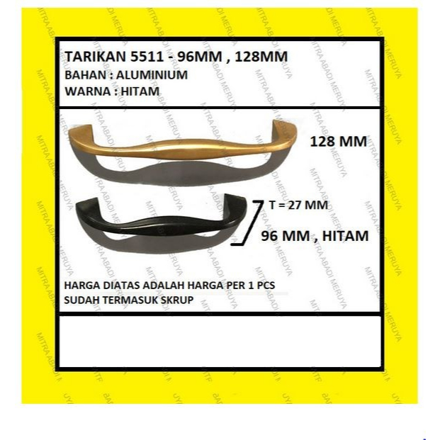 Tarikan Lemari Tarikan Laci Handle Aluminium Hitam 5511