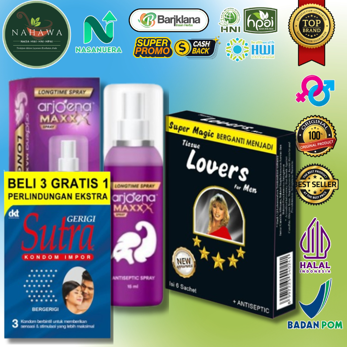 BUNDLE ROMANTIS PASUTRI – Spray Arjoena + Tisu Magic + Kondom Sutra (3in1)