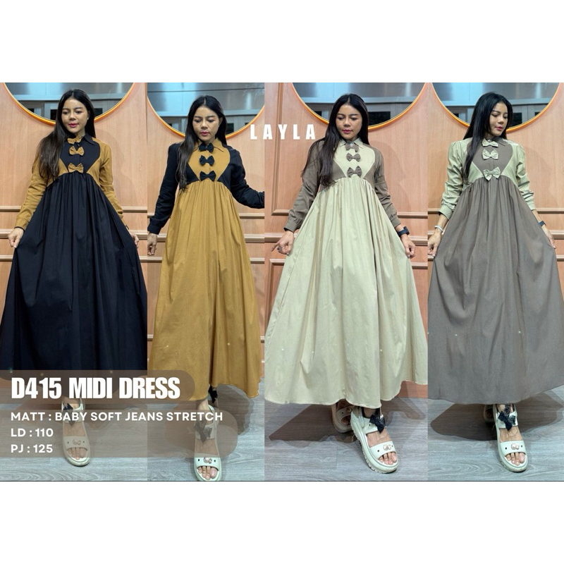 Midi dress layla pita D415 - Midi dress soft jeans D415 - Midi dress layla busui