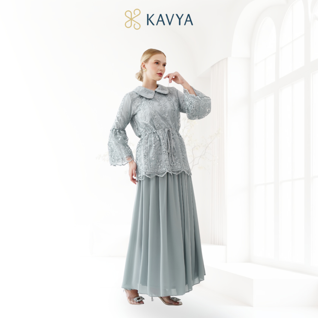 One Set Naya SAP B 06 Wanita Kekinian Atasan Blus Brokat dan Rok Ceruty Babydoll Premium