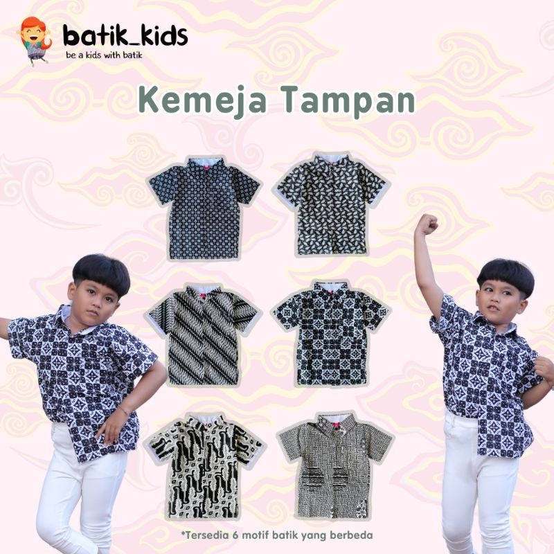BATIK KIDS KEMEJA BATIK ANAK COWOK HITAM PUTIH KEMEJA MONOKROM BATIK JAGOAN COUPLE KEMEJA BATIK BAPA