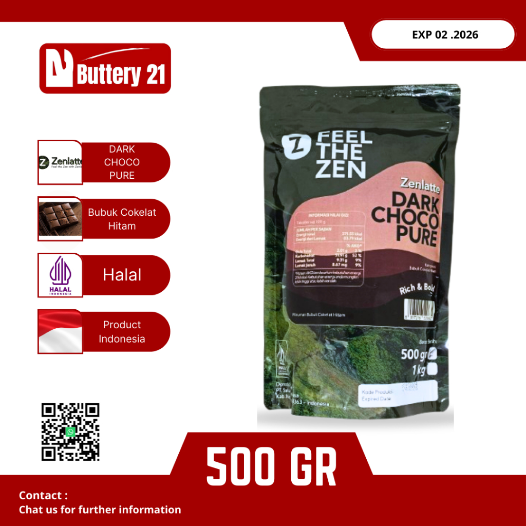 

ZENLATTE DARCK CHOHO PURE 500 GR/Z FEEL THE ZEN/RICH AND BOLD 500 GR/BUBUK COKELAT/COCO POWDER