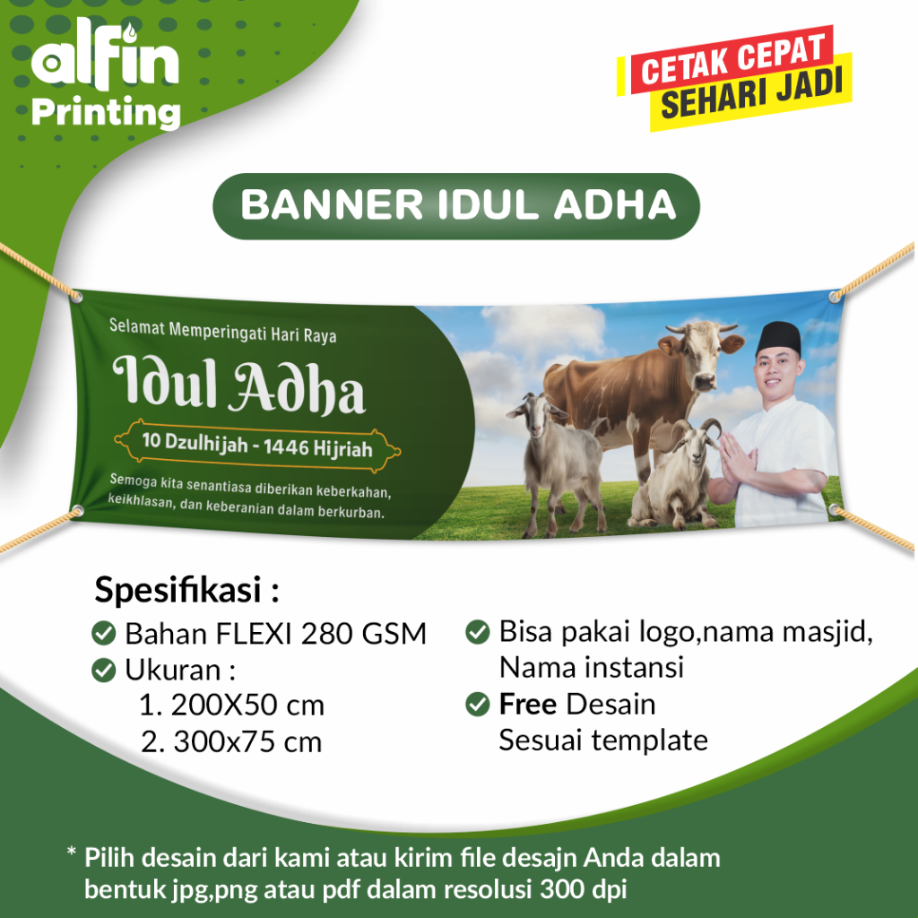 Banner Idul Adha 2025 / Spanduk Hewan Qurban, MMT Idul Adha Murah Sehari Jadi Free Template
