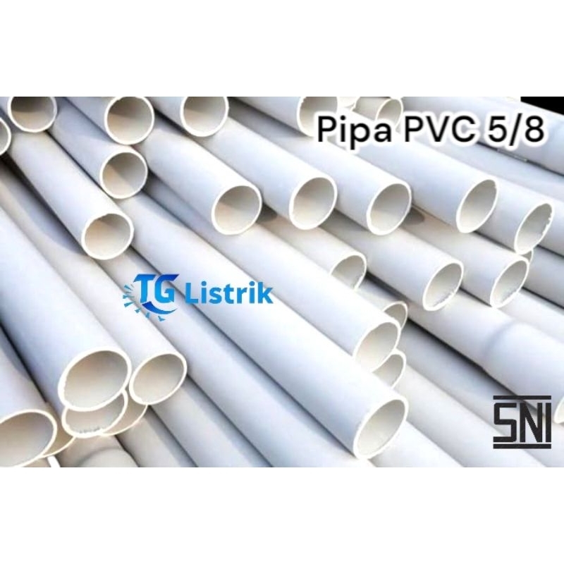 Paralon / Pipa Kabel Listrik  PVC 5/8 17mm Putih Harga Murah Kualitas SNI