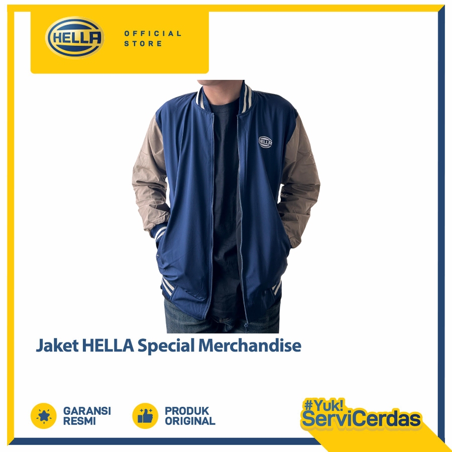 Jaket Varsity Pria Hella Warna Navy Coklat - Jaket Pria