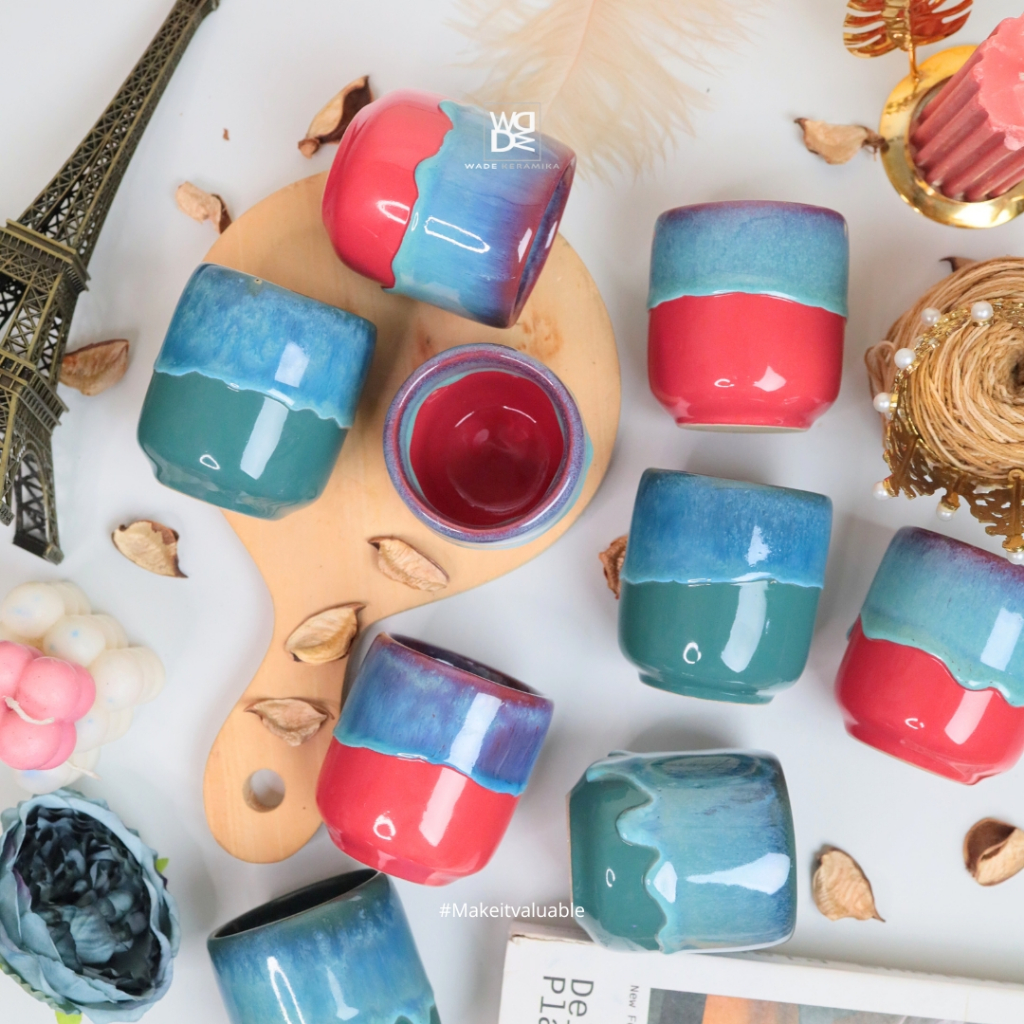 Mug Ocha Keramik - Gelas Mug Cappucino - Mug Teh Kopi  Matcha Keramik