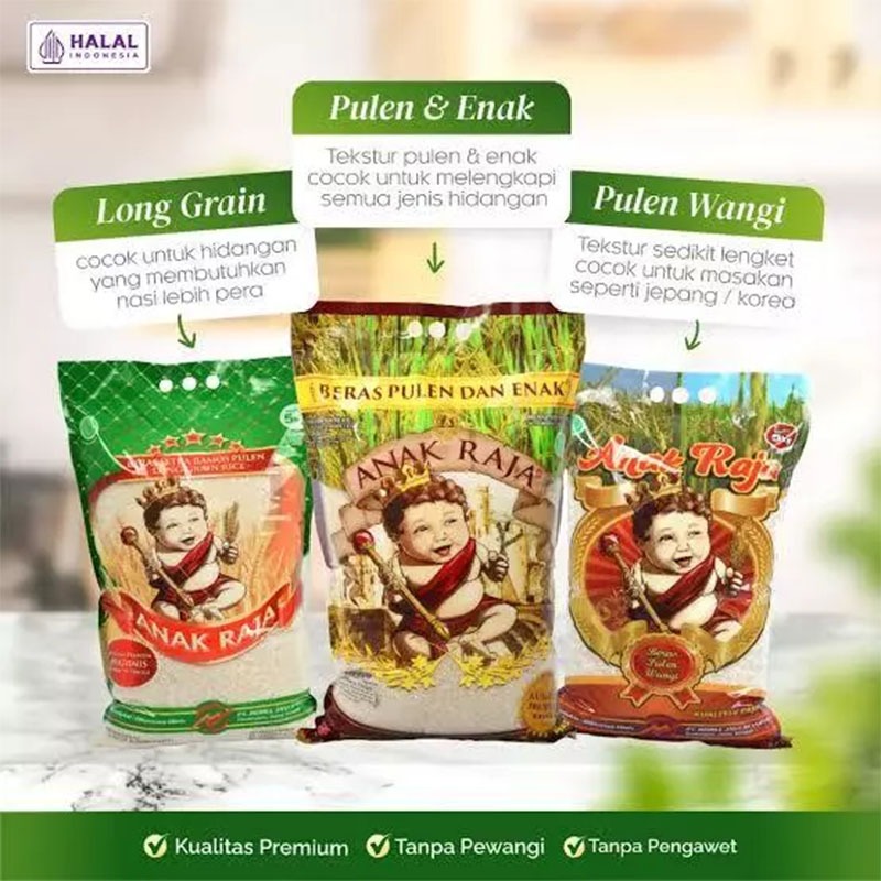 BERAS ANAK RAJA BERAS PREMIUM 1/3/5KG