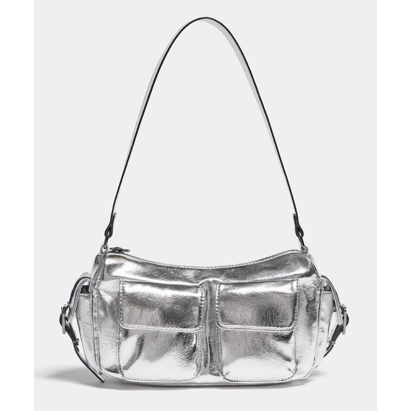 Pull&Bear Shoulder Bag Silver  Tas Wanita Original New