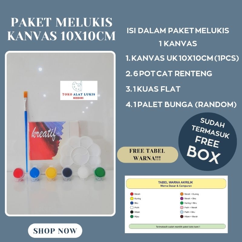 

Paket Lengkap Hemat Melukis Kanvas 10x10cm