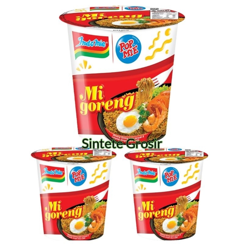 

Paket isi 3 Pcs - Pop Mie Goreng Rasa Indomie Goreng