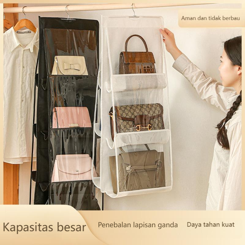 Tas Gantung Penyimpanan Organizer Tas Handbag Transparan di Pintu / Dinding / Lemari
