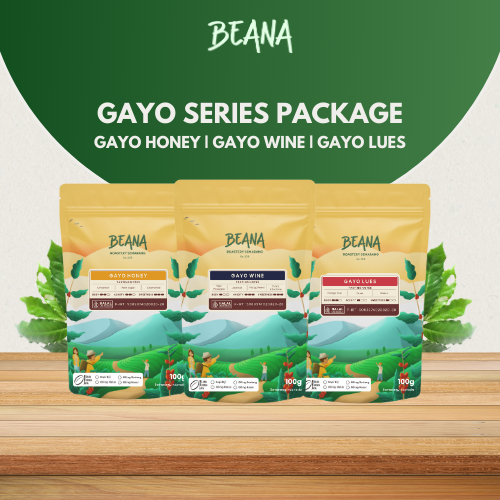 

Beana Roastery - Gayo Series Package (Gayo Honey, Gayo Wine, Gayo Lues) | Paket Biji Kopi Bubuk 100gr