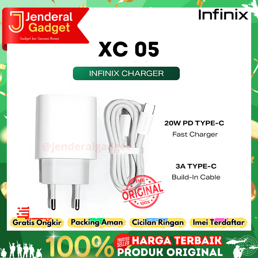 Infinix XC05 Charger Kit - 20W Fast Charging Adaptor with 3A Type-C to C Cable