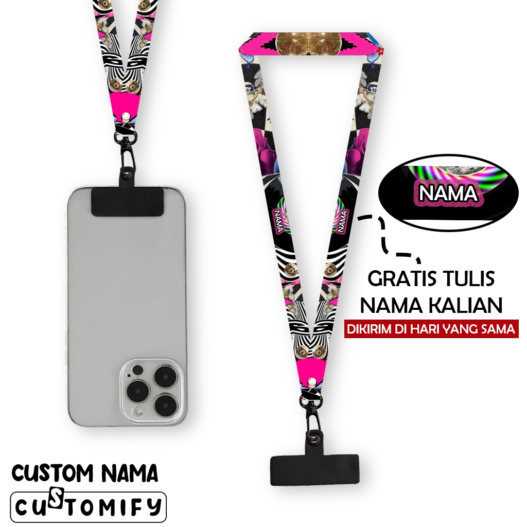 Lanyard Custom Nama Tali Gantungan Card Tali Leher Name Tag 1,5 cm Printing 2 Sisi - Design 80