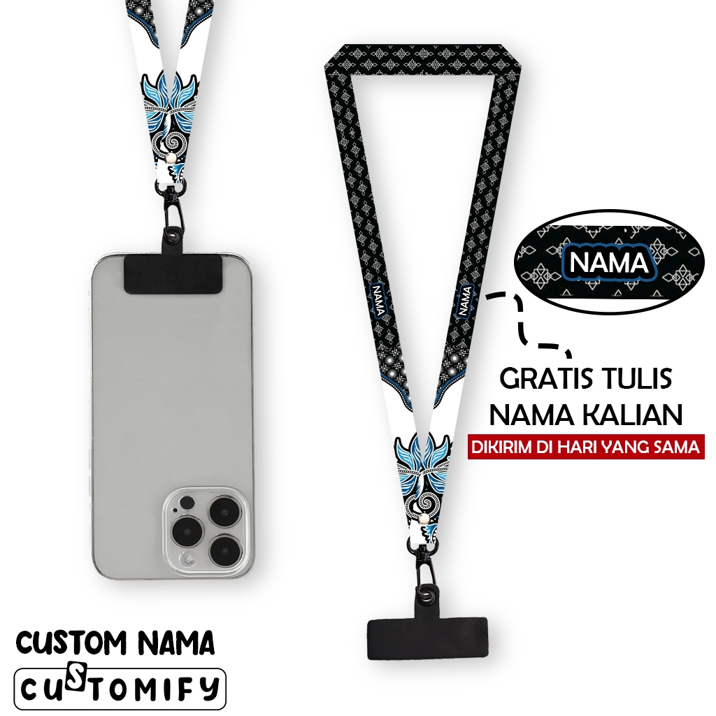 

Lanyard Custom Nama Card Satuan 1,5 cm - Tali Lanyard Bisa Tambah Nama - Design 88