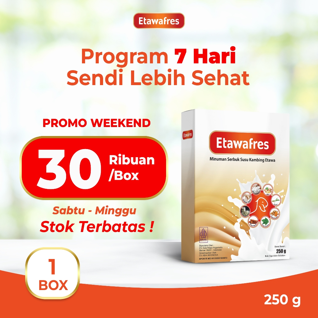 

Promo Beli 10 Gratis 1 Etawafres Susu Kambing Etawa Plus Kolostrum Bubuk 250 Gram Rasa Original mengatasi asam urat nyeri sendi osteoporosis kebas keram kesemutan pengeroposan tulang syaraf kejepit lansia pegel linu diabetes hipertensi herbal alami