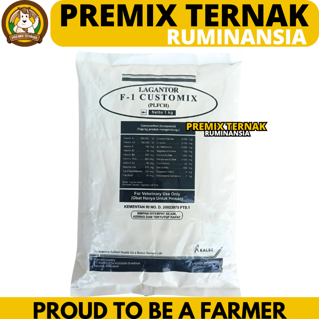 LAGANTOR F1 CUSTOMIX 1KG - Premix Penggemukan Sapi Kambing Kelinci Pedaging - Premix Sapi Kambing
