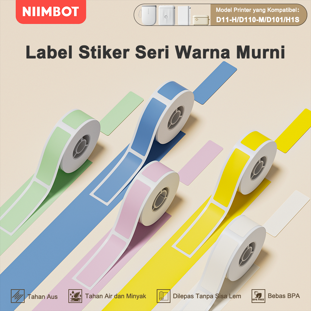 

NIIMBOT D11 / D110 / D101 Stiker Cetak Termal Warna Solid Stiker Nama Warna, Label Klasifikasi
