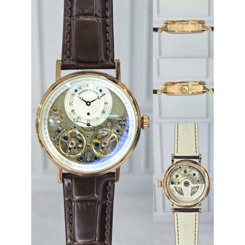 Jam tangan Automatic BG Twin Balance Wheel 3541 Leather strap Stainless steel