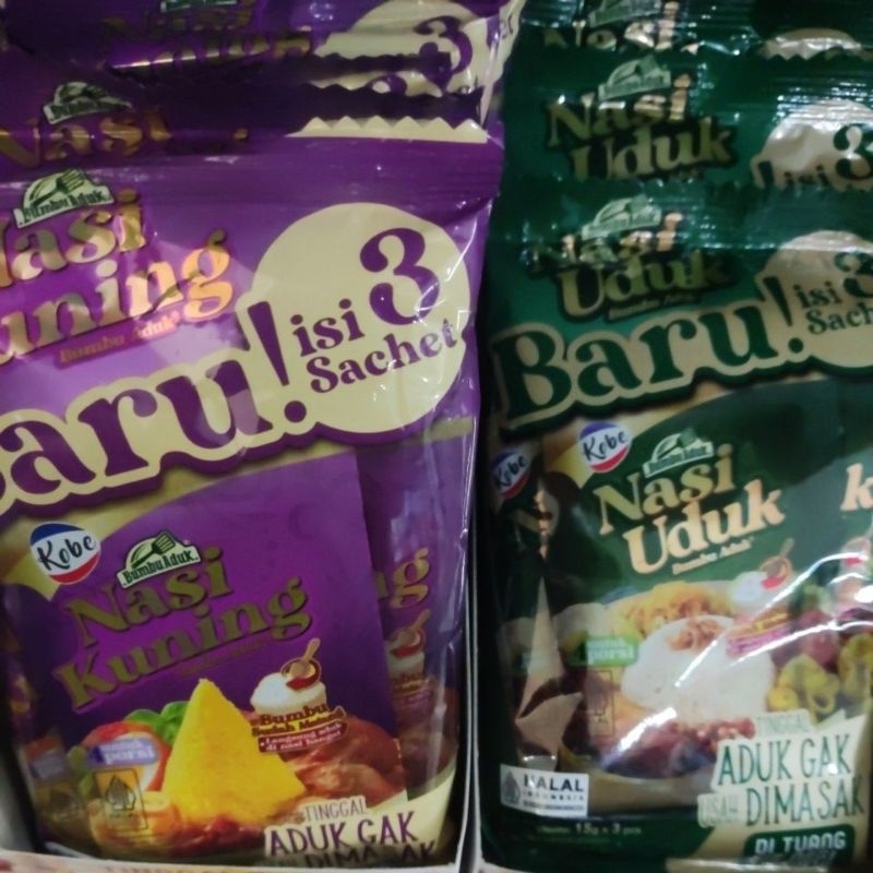 

Kobe Bumbu Nasi kuning 3x15gr / nasi uduk 3x15gr