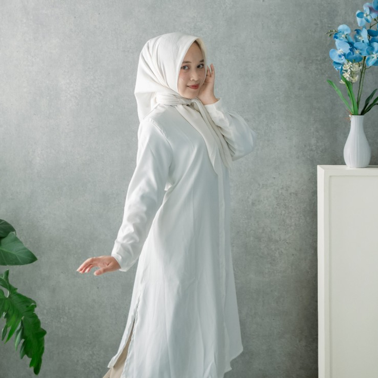TUNIK GADING - Edisi HITAM-PUTIH Tunik Klasik Marza ootd Kain Shakila Premium