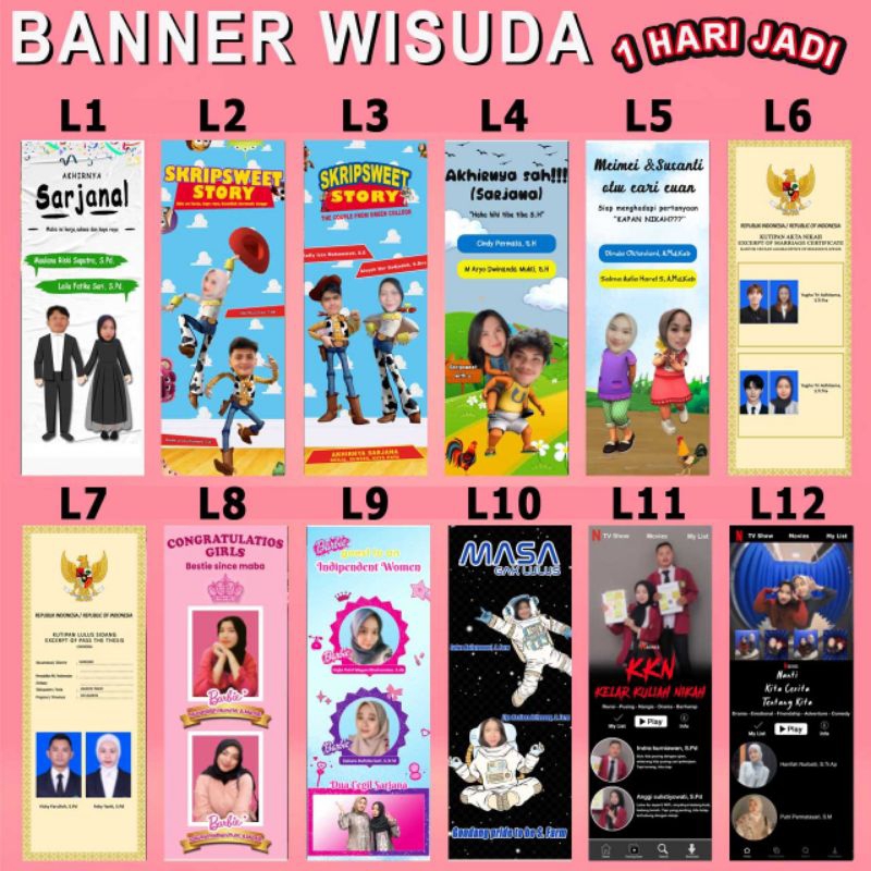 Cetak Banner wisuda Kekinian lucu Free Design