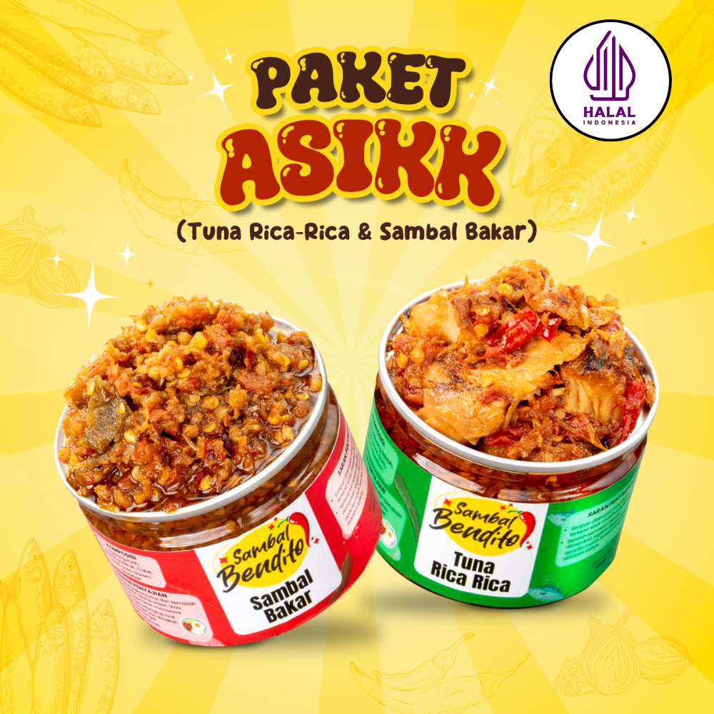 

BENDITO Paket Asikk Tuna Rica Asap Asli Khas Manado dan Sambal Bakar Saji Halal Homemade