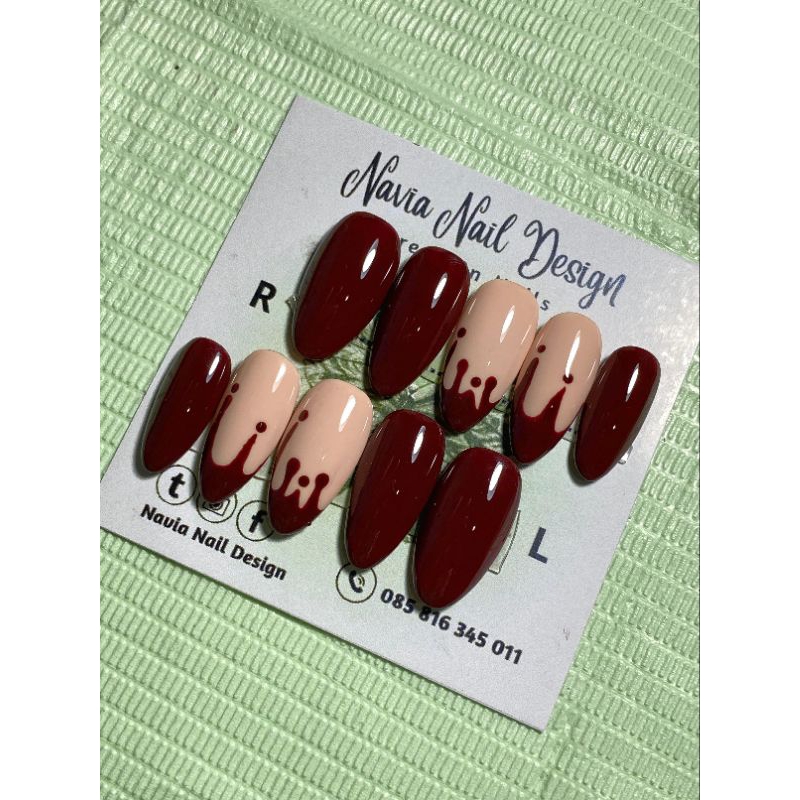 Kuku palsu, kuku palsu nail art, kuku palsu maroon panjang, kuku palsu pengantin, kuku palsu wedding