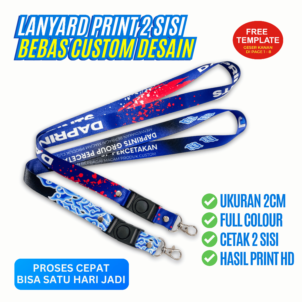 

TALI LANYARD CUSTOM FULL PRINT – CETAK DESAIN SENDIRI | TALI ID CARD CUSTOM | LANYARD CUSTOM