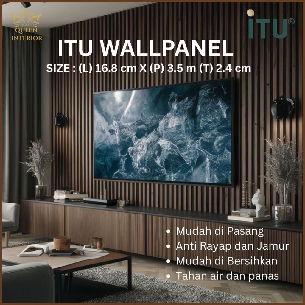 ITU WALLPANEL - PVC DINDING - WOOL PANEL PVC 16.8 cm X 3.5 m