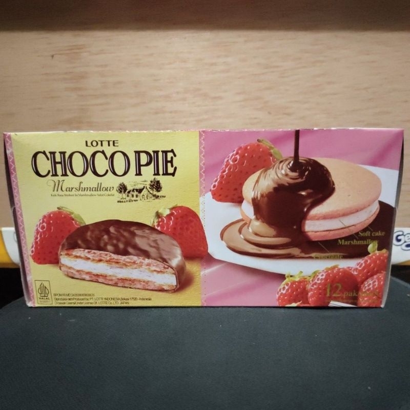 

Lotte chocopie strawberry 1box isi 12sachet@26gr