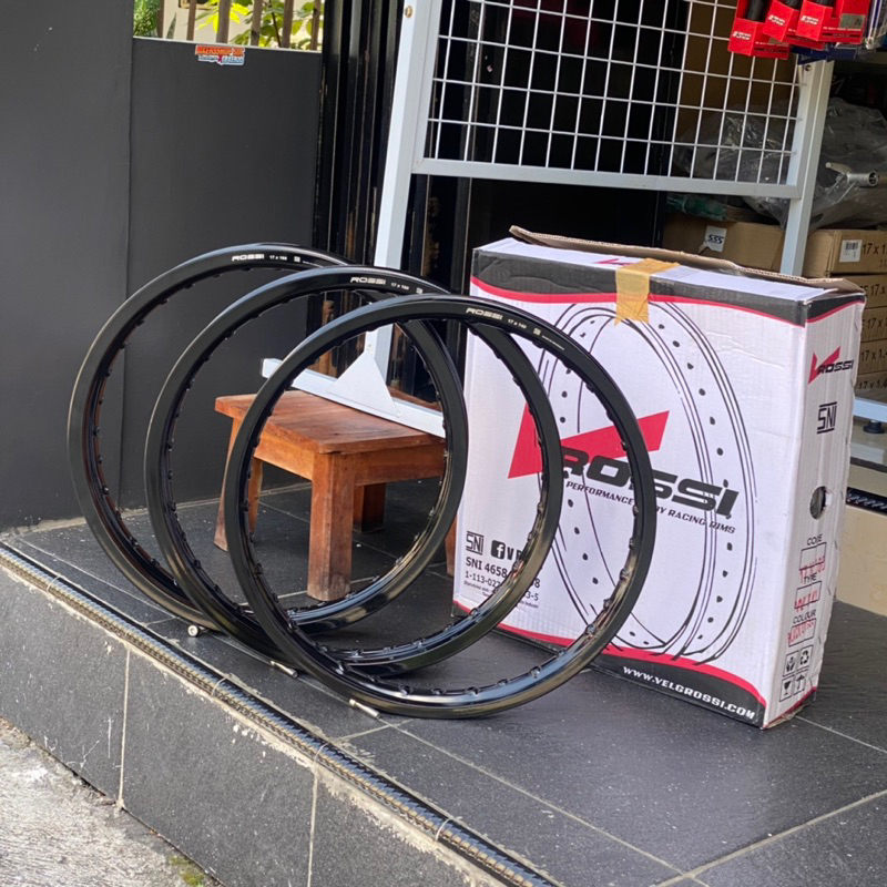 VELG ROSSI SATUAN ROSI VROSSI HITAM GILAP VELG  JARI JARI 140 160 185 RING 17 HOLE 36